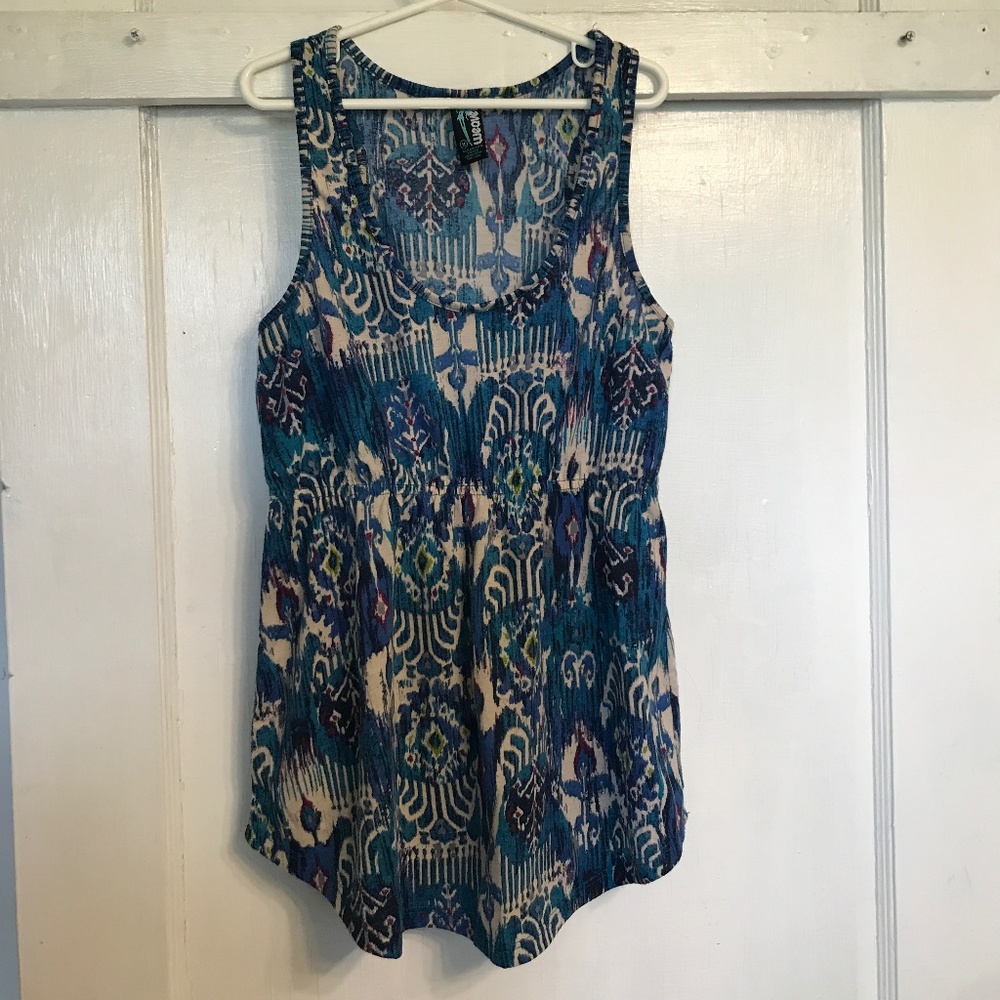🎃Scoop Hem Peacock Abstract Tank Top